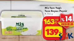 MİS TAM YAĞLI TAZE BEYAZ PEYNİR 750 G fiyat ve kampanya bilgisi